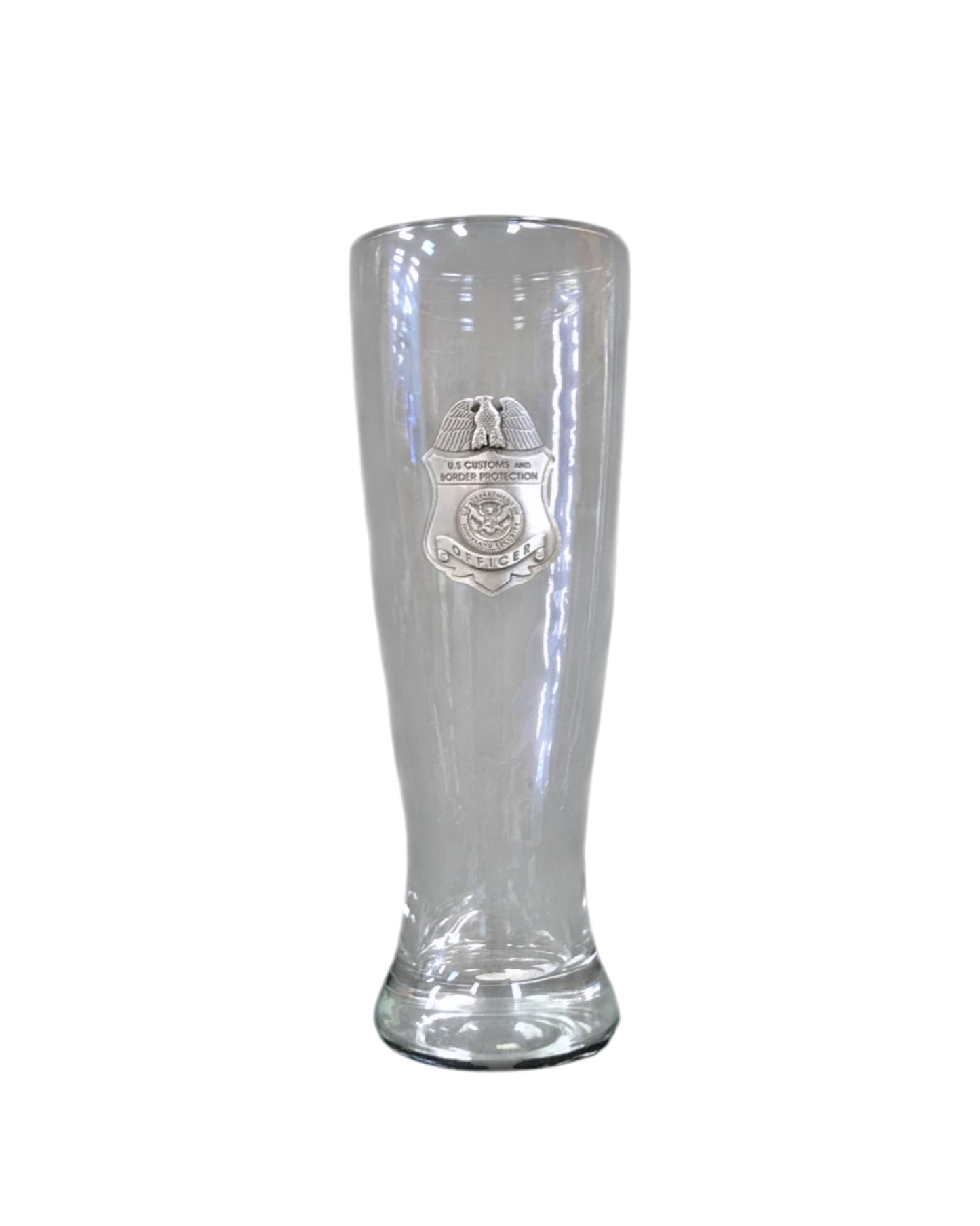 CBP GLASS PILSNER WITH PEWTER BADGE