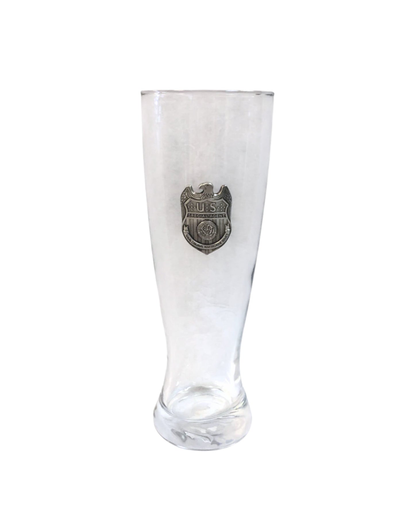 NCIS GLASS PILSNER WITH PEWTER BADGE