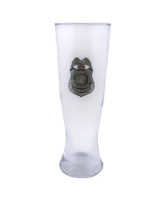 NPS GLASS PILSNER WITH PEWTER BADGE