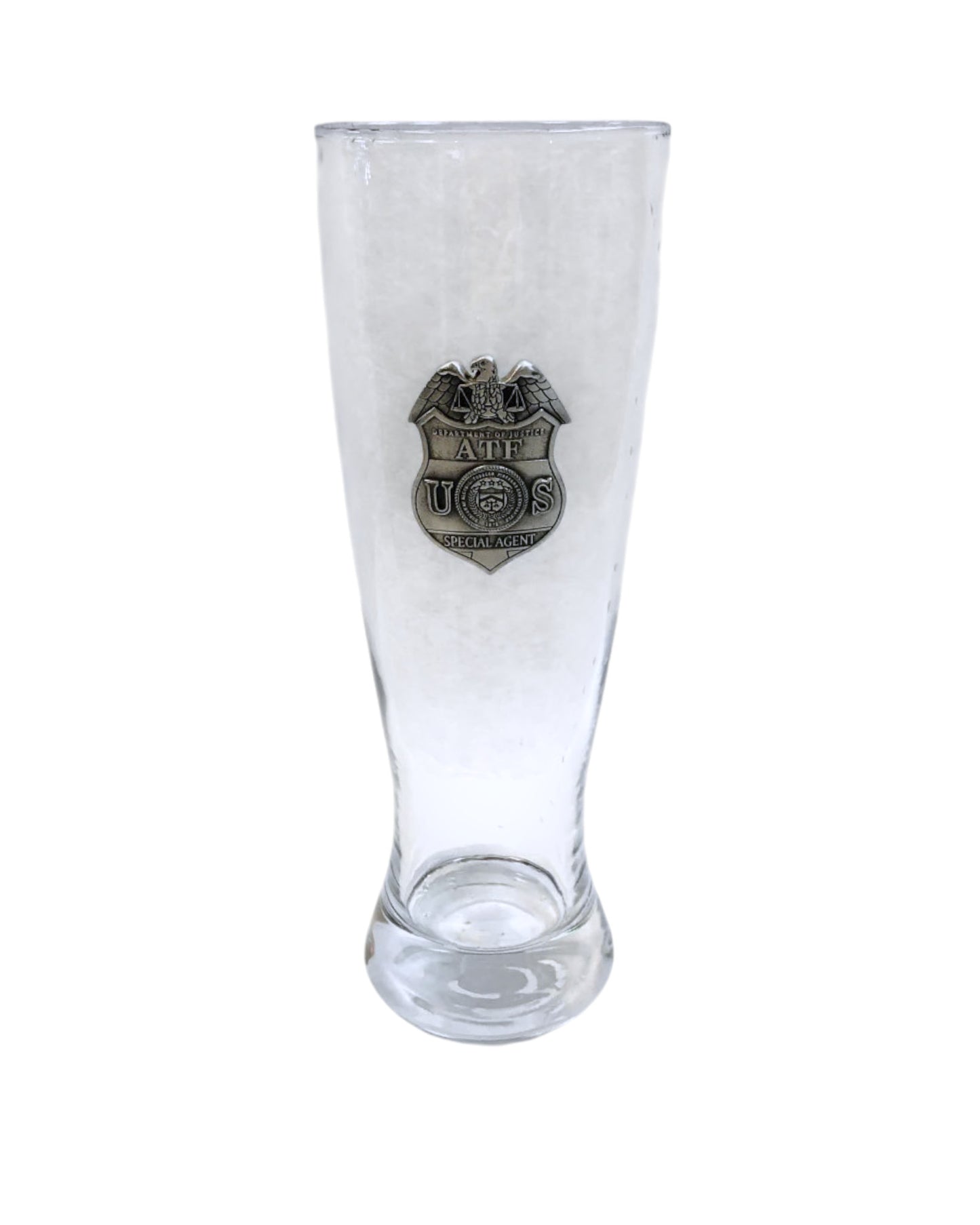 ATF GLASS PILSNER WITH PEWTER BADGE