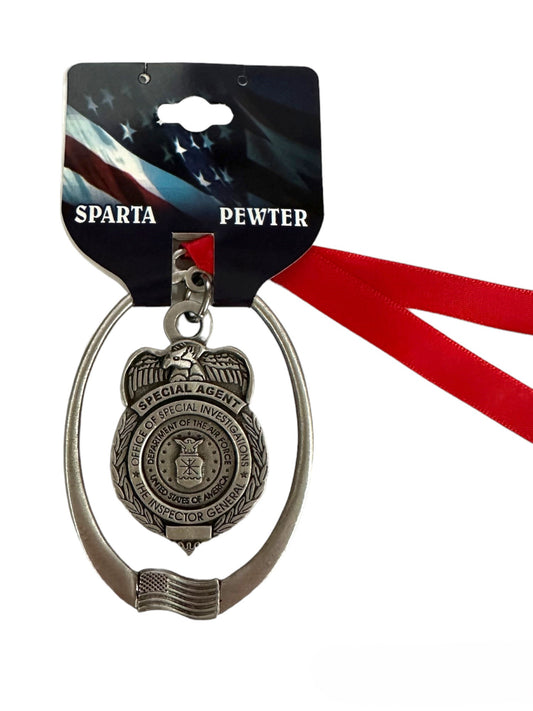 AFOSI PEWTER CHRISTMAS ORNAMENT