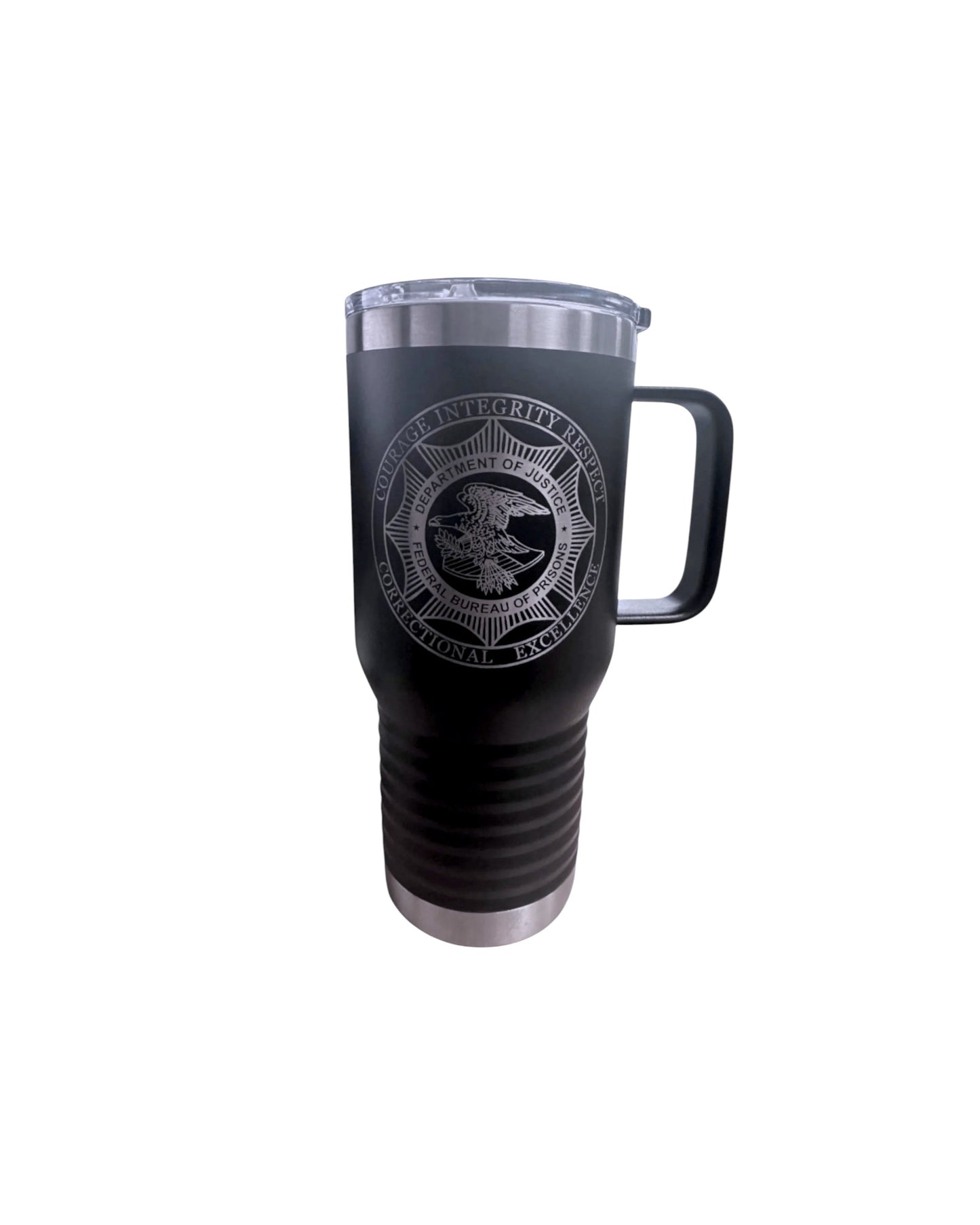 BOP BADGE 20 OZ INSULATED TUMBLER W/ HANDLE