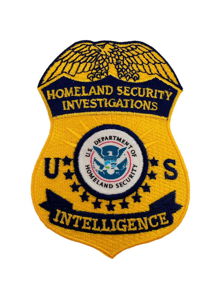 HSI INTELLIGENCE BADGE PATCH GOLD 3 3/4 INCH