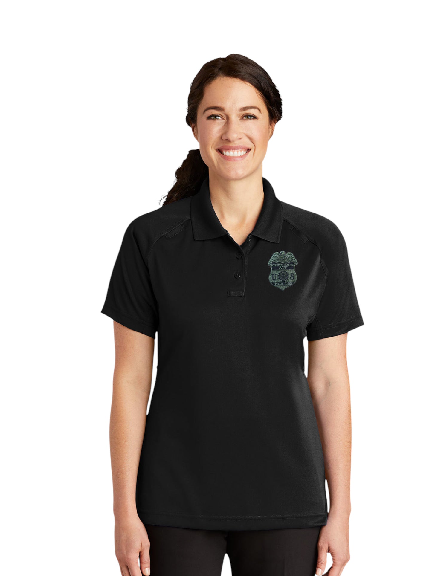 WOMEN'S ATF S/A BADGE TACTICAL POLO-CS411