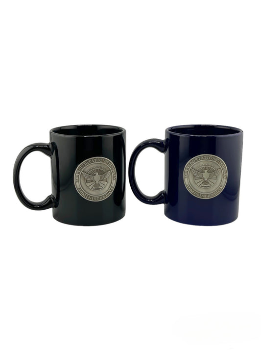 COFFEE MUG WITH TSA INSIGNIA PEWTER