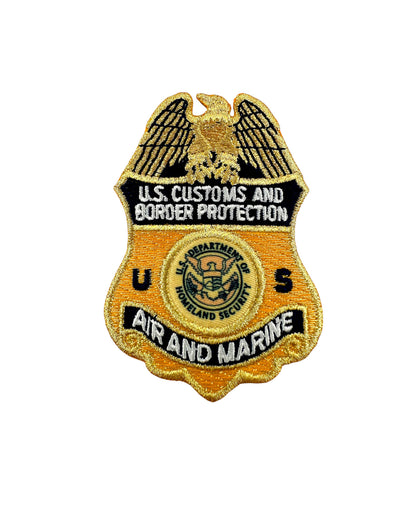 CBP AIR AND MARINE METALLIC GOLD BADGE PATCH