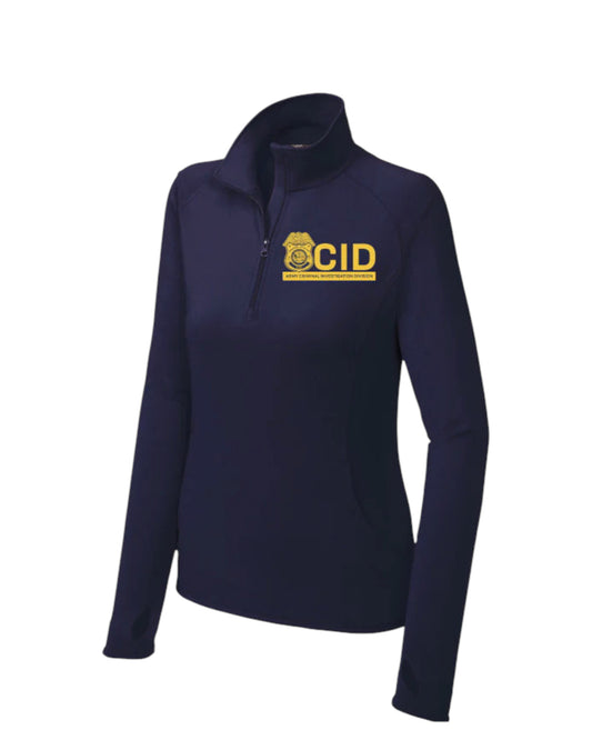 WOMEN'S ARMY CID PRINTED LOGO SPORT WICK STRETCH 1/2 ZIP PULLOVER-LST850