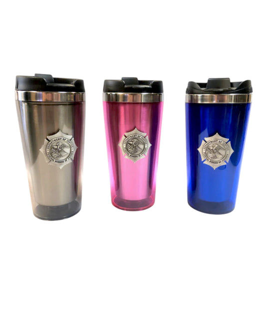 CLEARANCE BOP INSULATED TUMBLER WITH PEWTER BADGE