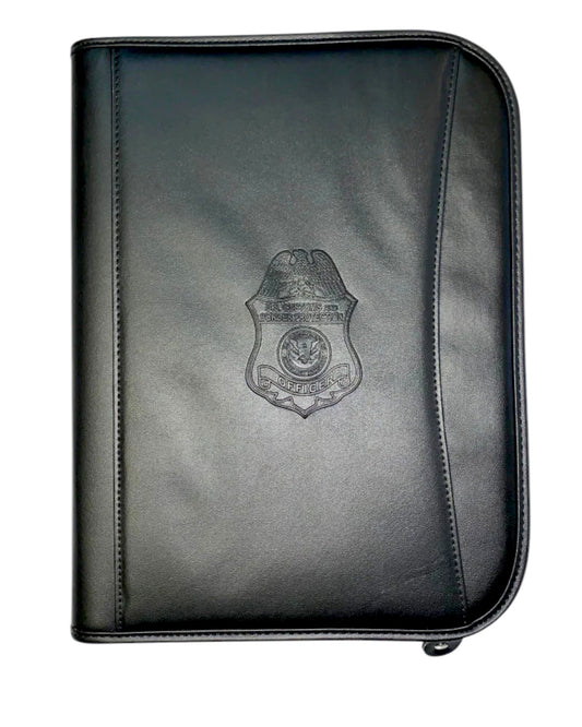 CBP OFFICER BADGE EMBOSSED ZIPPERED PADFOLIO