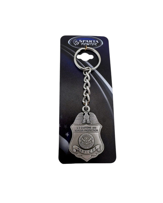 CBP OFFICER SOLID PEWTER KEYRING