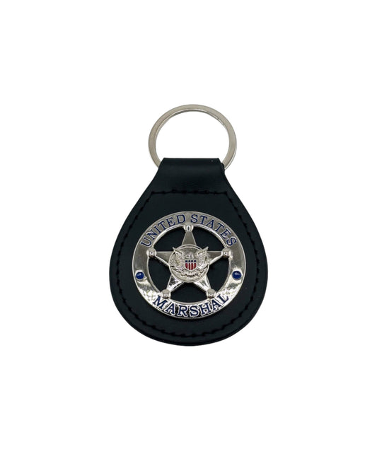 USMS STAR LEATHER BACK KEYRING