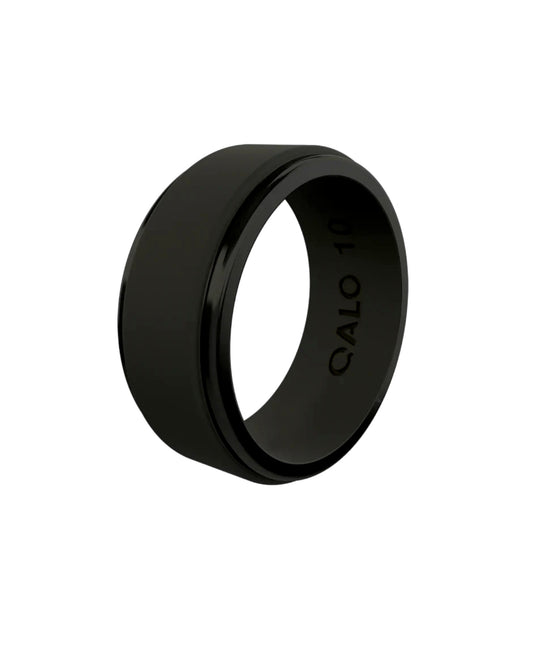 QALO MEN'S POLISHED STEP EDGE SILICONE RING