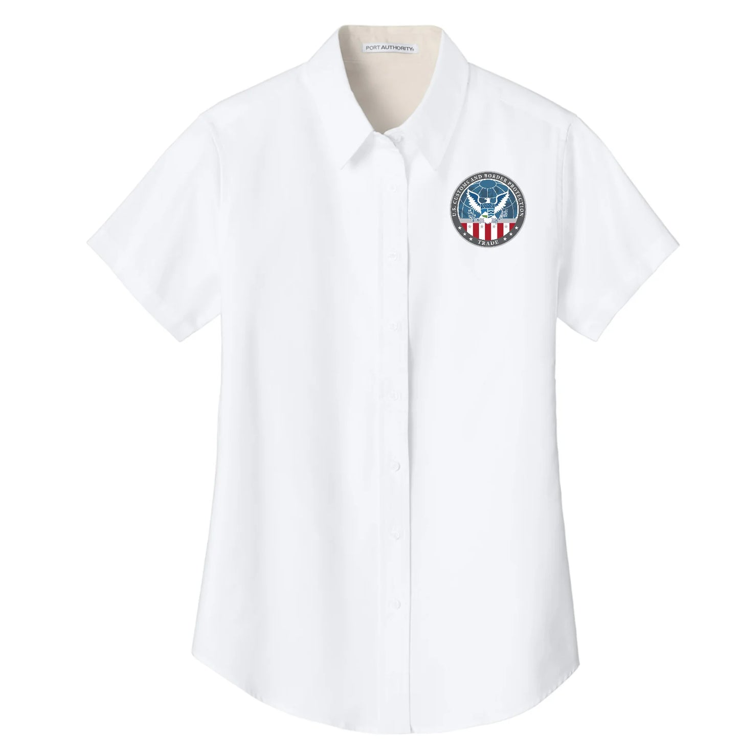 WOMEN'S CBP OFFICE OF TRADE SHORT SLEEVE TWILL BUTTON UP DRESS SHIRT-L508