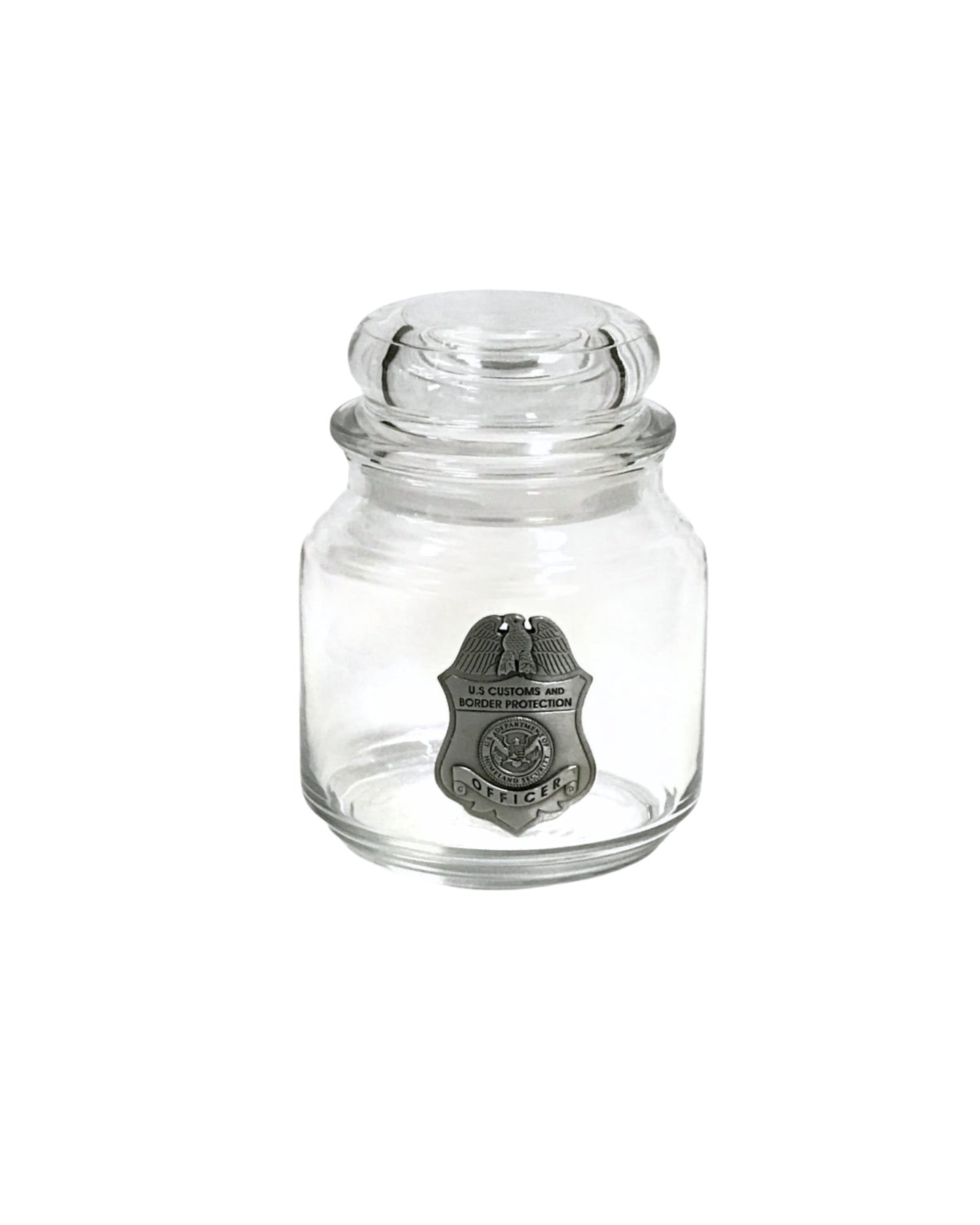 CBP CANDY JAR WITH PEWTER BADGE