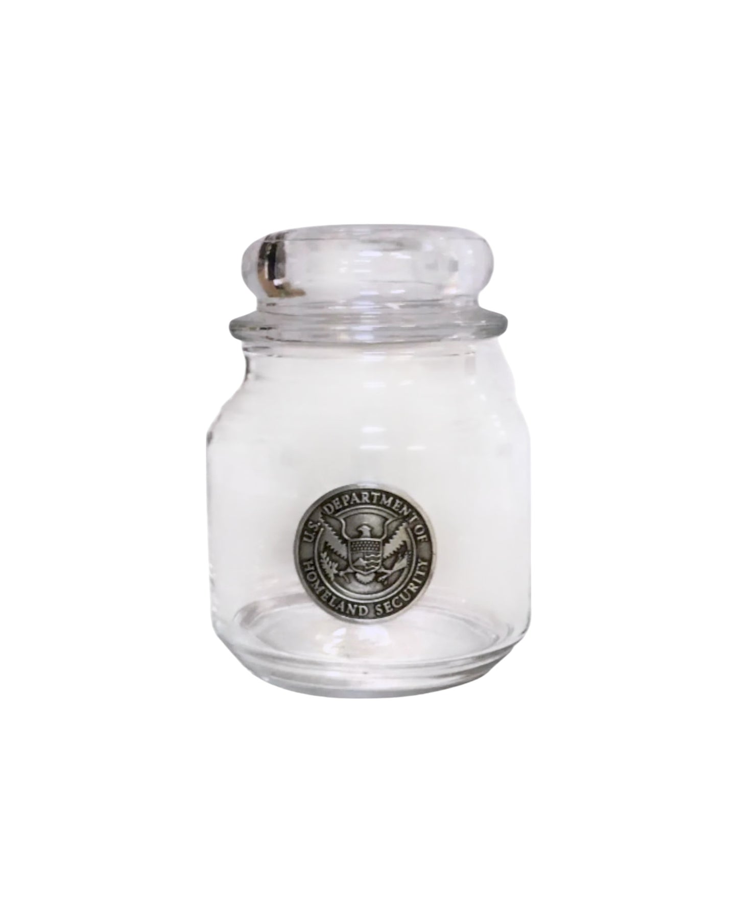 DHS CANDY JAR WITH PEWTER BADGE