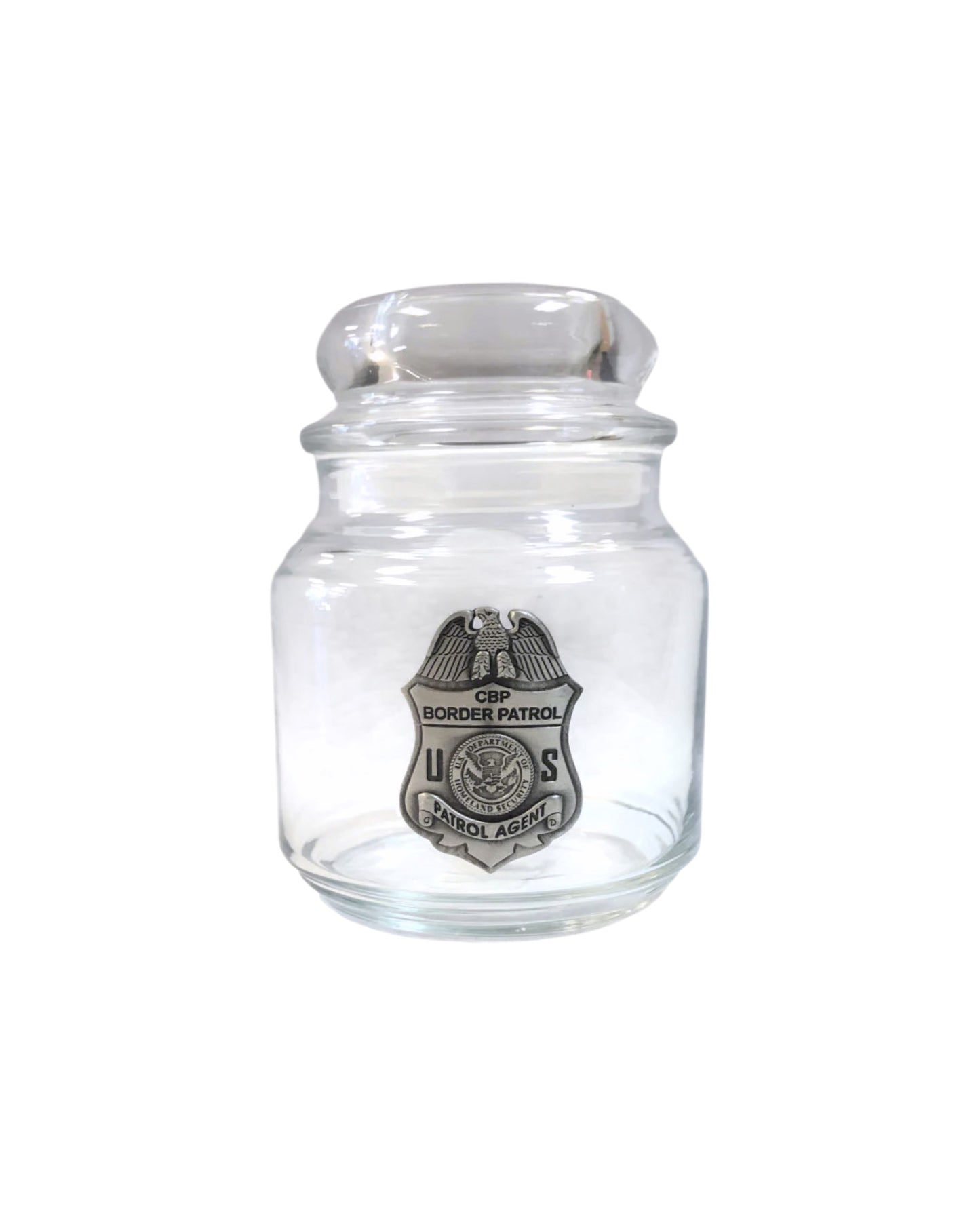 BORDER PATROL CANDY JAR WITH PEWTER BADGE