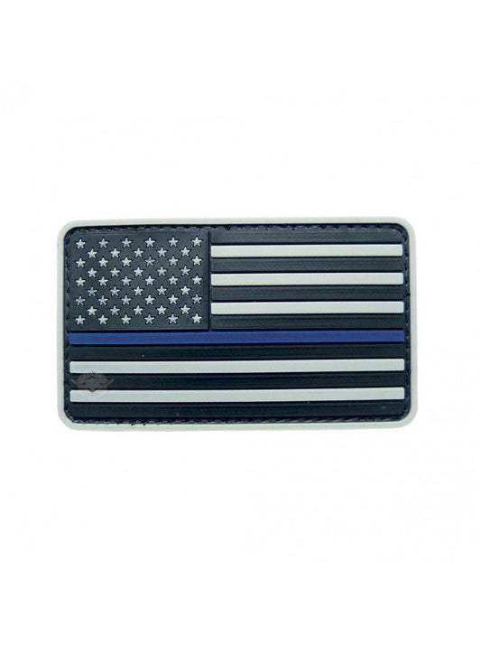 THIN BLUE LINE US FLAG PVC MORALE PATCH GREY-6781