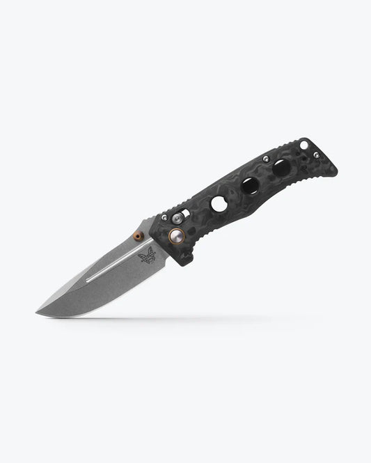 BENCHMADE MINI ADAMAS / MARBLED CARBON FIBER/DROP-POINT