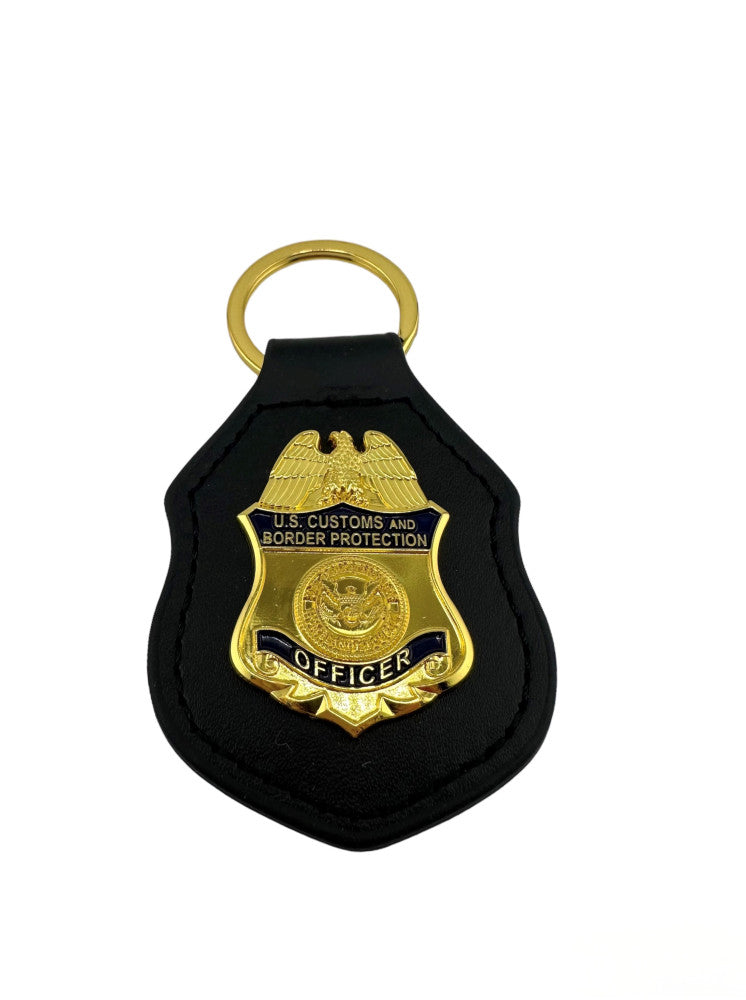 CBP LEATHER KEY FOB WITH GOLD BADGE