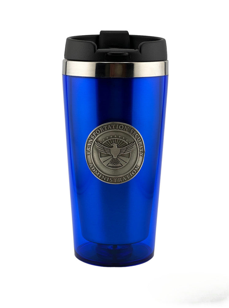 INSULATED TUMBLER W/ TSA INSIGNIA PEWTER SEAL-ROYAL BLUE