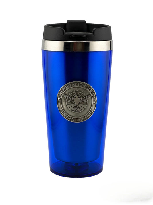 INSULATED TUMBLER W/ TSA INSIGNIA PEWTER SEAL-ROYAL BLUE