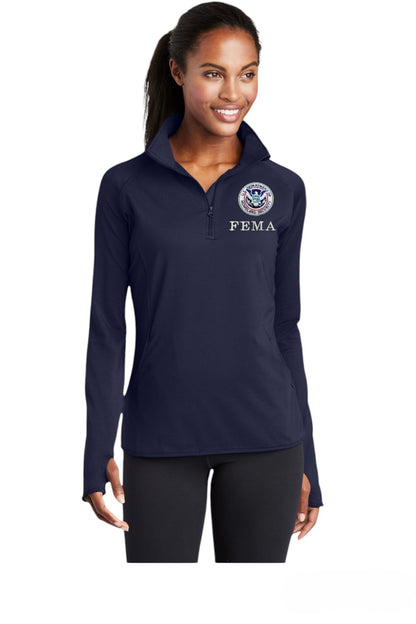 WOMEN'S FEMA SPORT TEK SPORT WICK STRETCH 1/2 ZIP PULLOVER-LST850