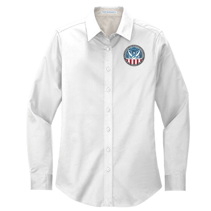 WOMEN'S CBP OFFICE OF TRADE LONGSLEEVE TWILL BUTTON UP DRESS SHIRT-L608