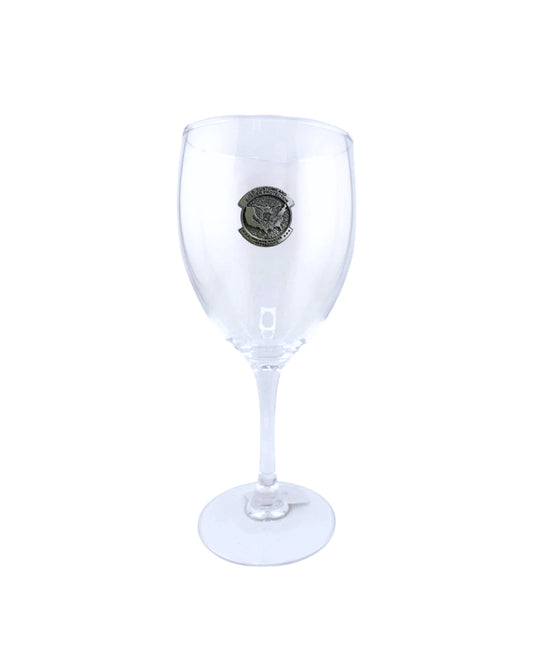 CBP AMO WINE GLASS WITH PEWTER BADGE