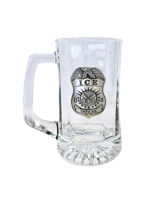 ICE OFFICER PEWTER BADGE BEER MUG