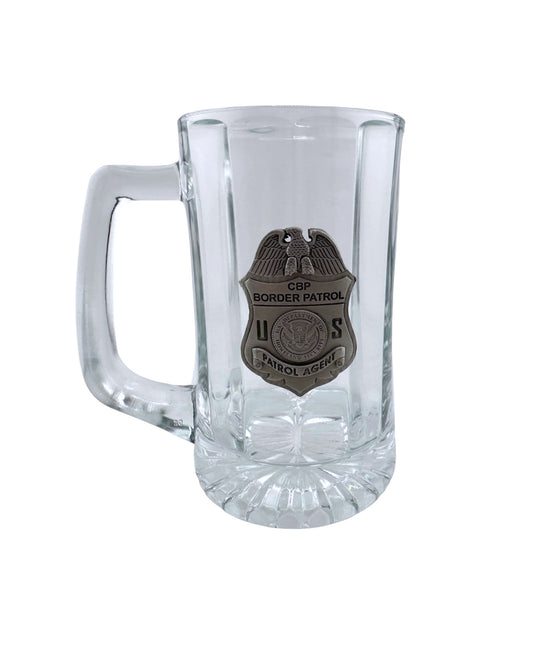 CBP BORDER PATROL PEWTER BADGE BEER MUG