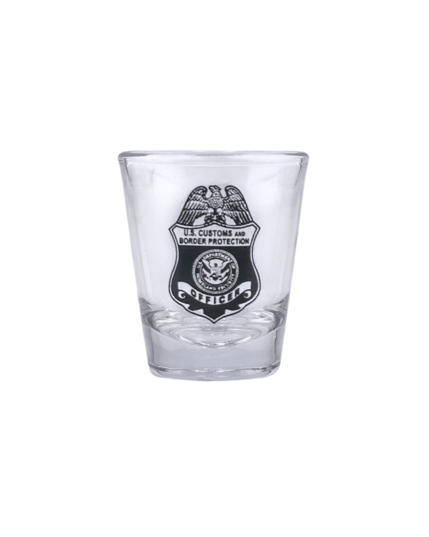 CBP OFFICER ROUND CLEAR SHOT GLASS