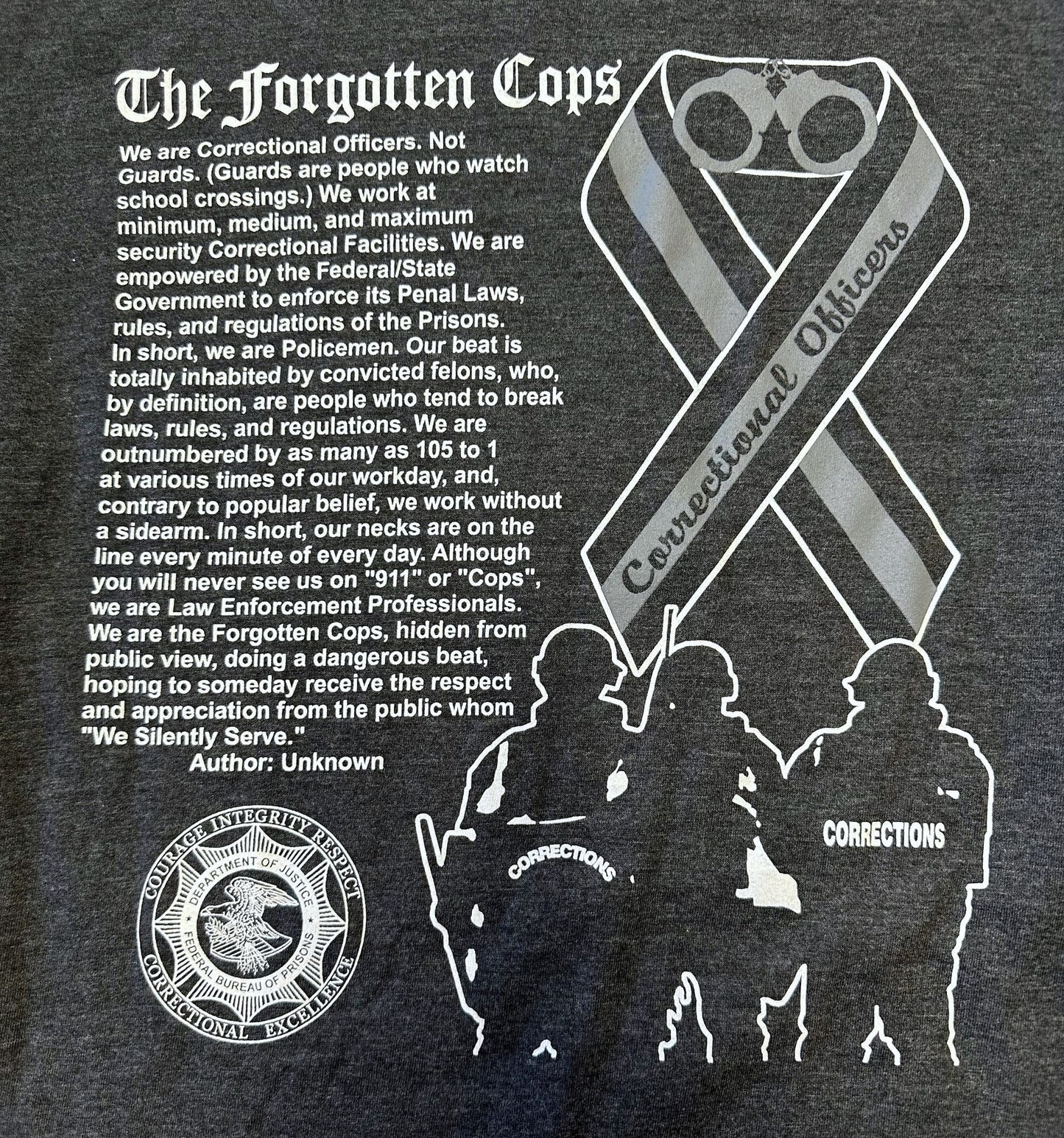 BOP "THE FORGOTTEN COPS" T-SHIRT-CHARCOAL