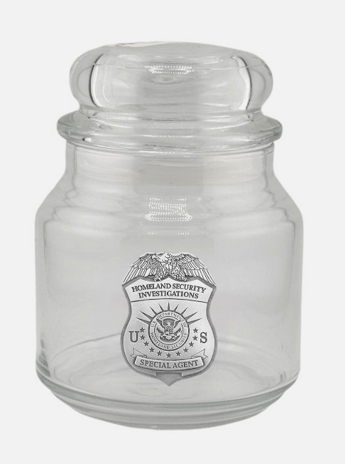 HSI CANDY JAR WITH PEWTER BADGE