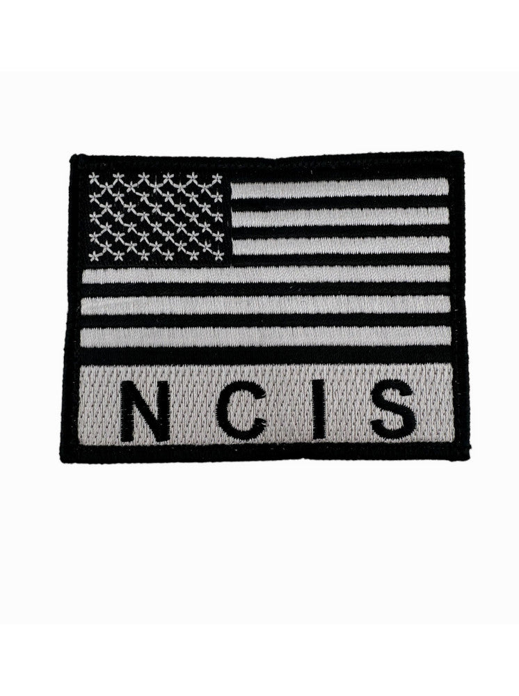 NCIS FLAG PATCH BLACK/GREY W/ HOOK FASTENER