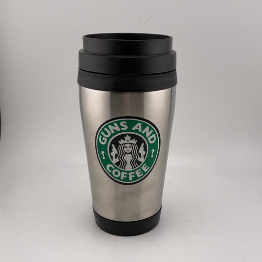 GUNS AND COFFEE TRAVEL MUG