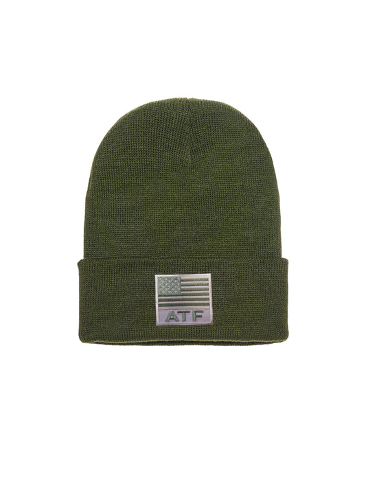 ATF FLAG CUFFED KNIT BEANIE-OD/TAN