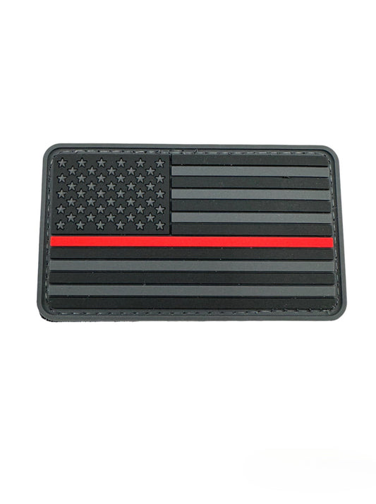 BLACK THIN RED LINE US FLAG PVC MORALE PATCH-6783