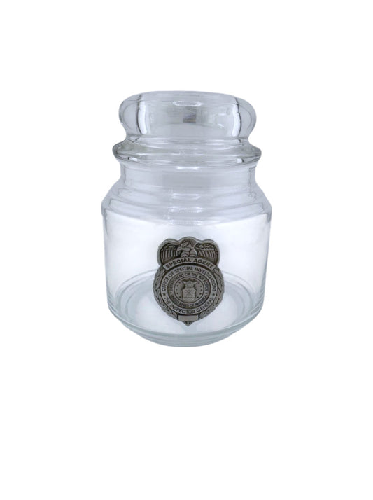 AFOSI CANDY JAR WITH PEWTER BADGE