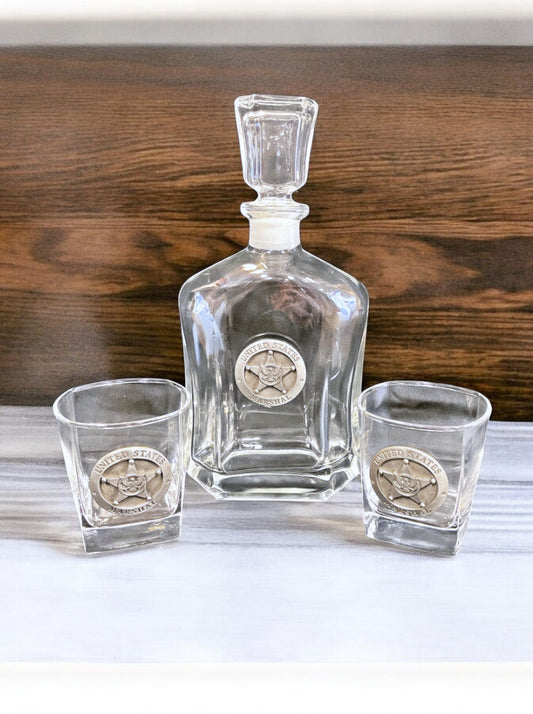 USMS PEWTER DECANTER SET