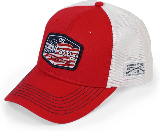 GRUNT STYLE OLD GLORY PATCH  HAT-RED/WHITE