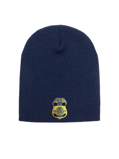 ICE OFFICER BADGE SKULL KNIT BEANIE