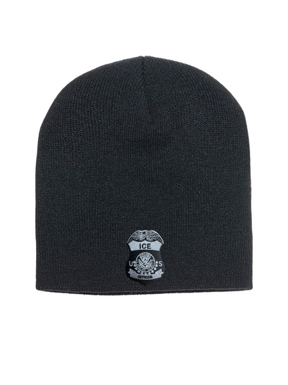 ICE OFFICER BADGE SKULL KNIT BEANIE