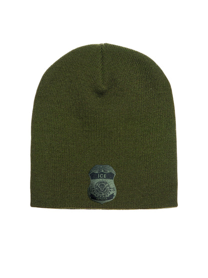 ICE OFFICER BADGE SKULL KNIT BEANIE