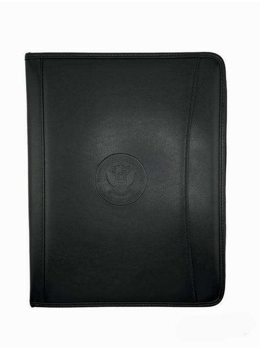 CLEARANCE CBP SEAL EMBOSSED ZIPPERED PADFOLIO