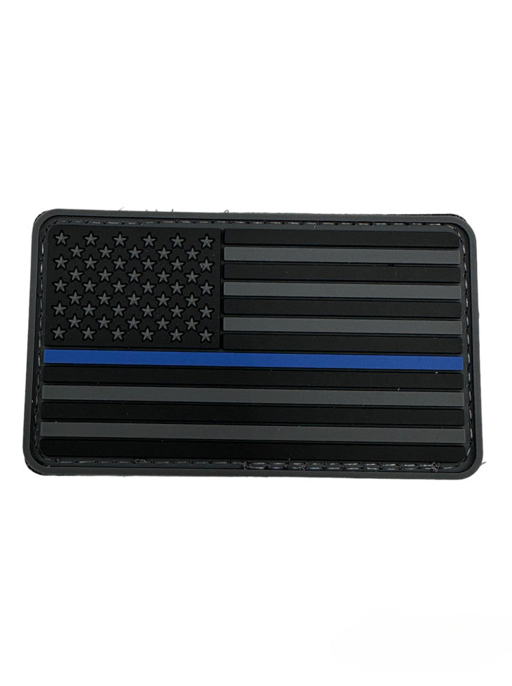 BLACK THIN BLUE LINE US FLAG PVC MORALE PATCH-6782