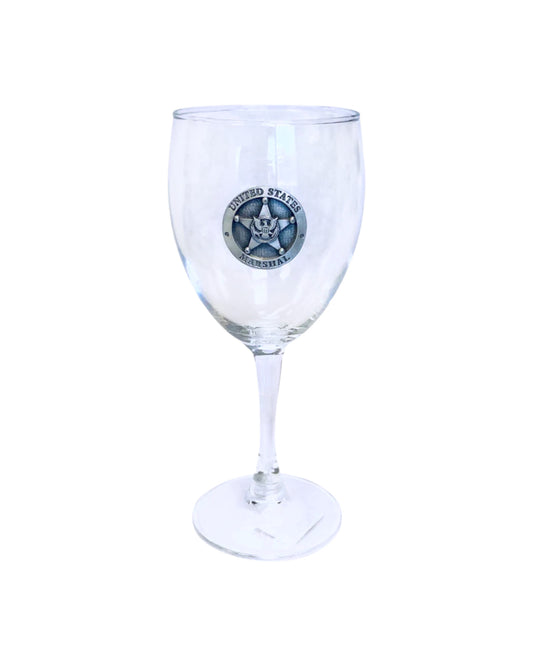 USMS WINE GLASS W/ PEWTER STAR