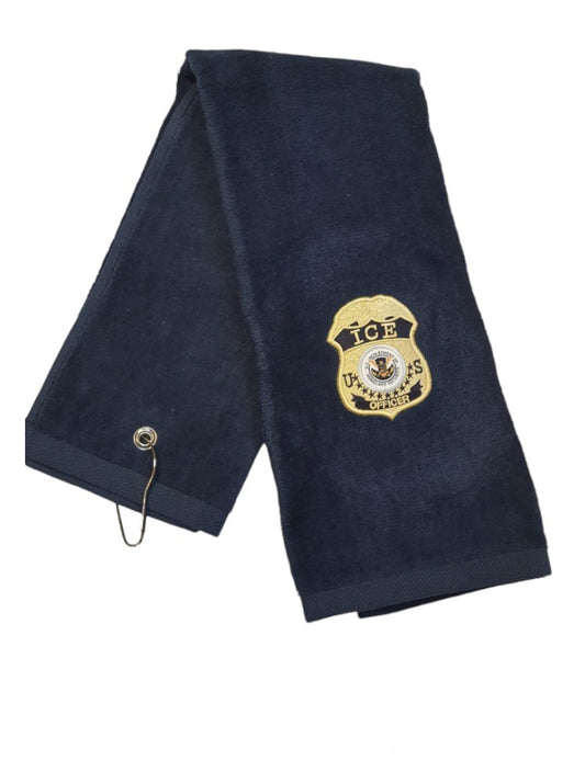 GOLF TOWEL W/ ICE OFFICER BADGE