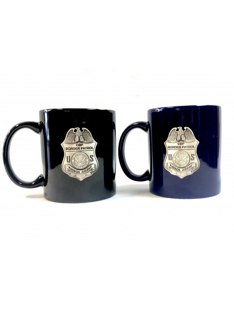 BORDER PATROL COFFEE MUG WITH PEWTER BADGE