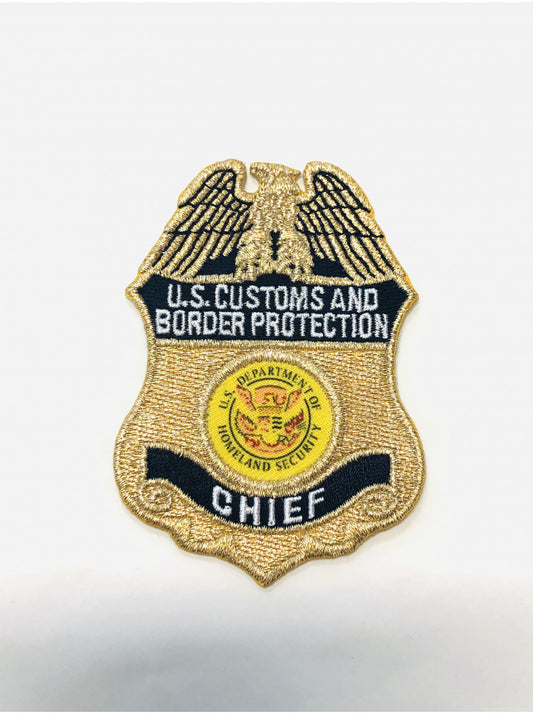 CBP CHIEF METALLIC GOLD BADGE PATCH