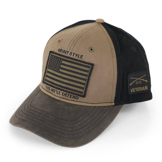 GRUNT STYLE VETERAN FLAG HAT-BROWN